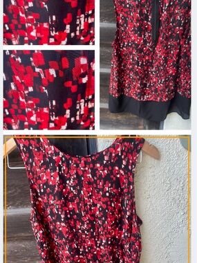 Forever 21 Red, White & Black Abstract Print Sleeveless Cami
